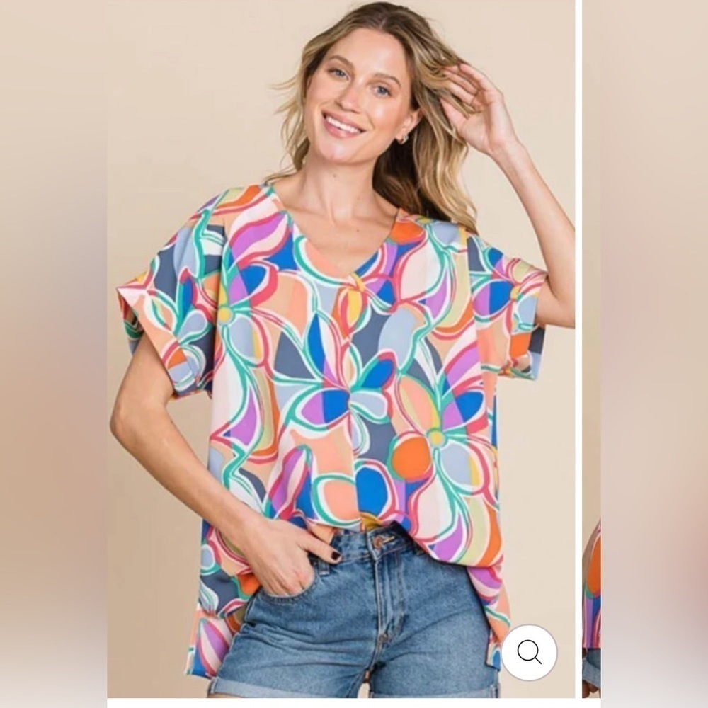 Cotton Bleu Gina v neck top size Medium - Picture 7 of 9